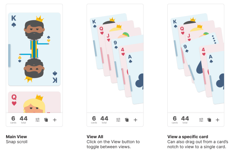 Cards Viewer main screens