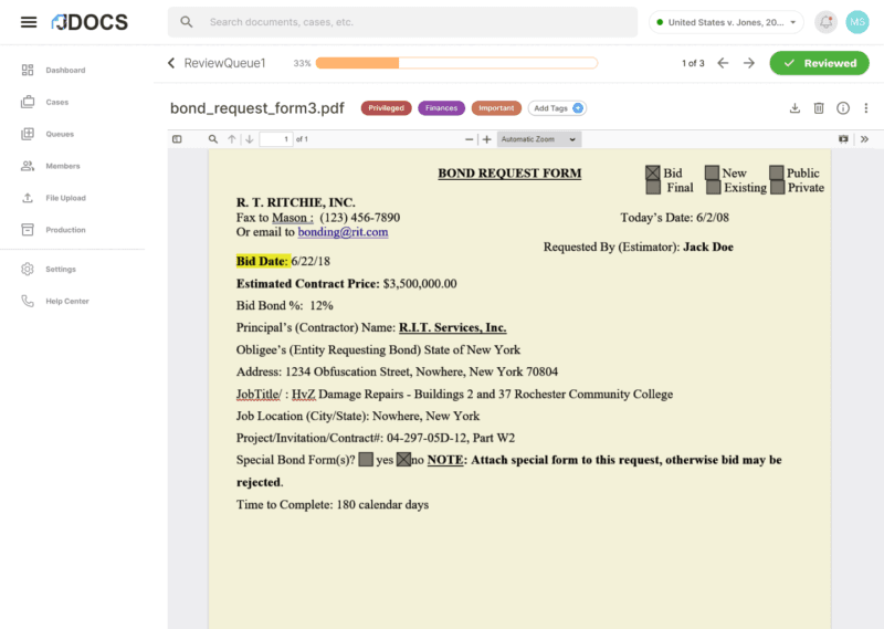 JDocs file view within a queue