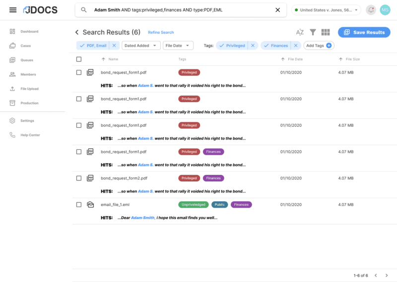 JDocs search results