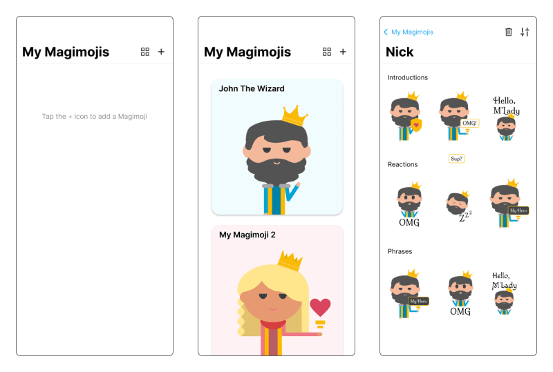 Magimoji UI screens