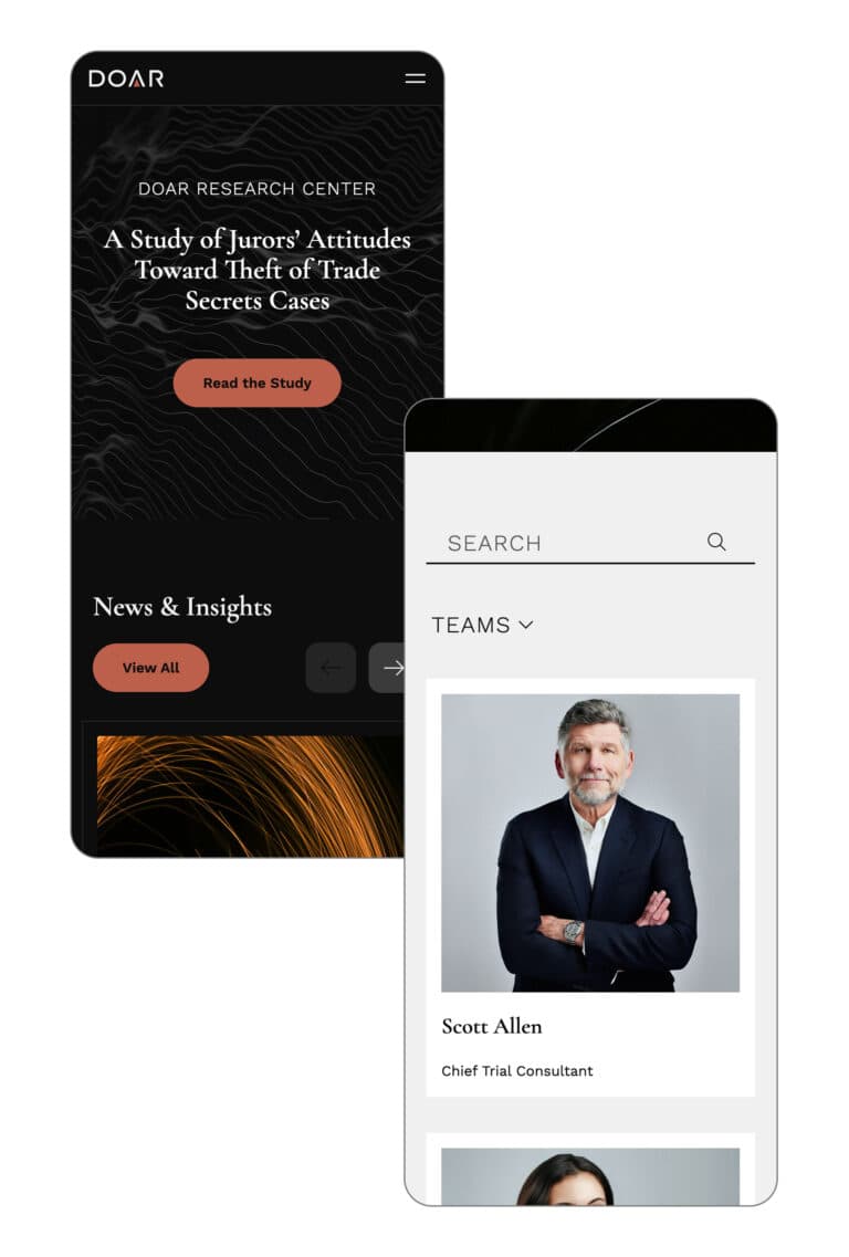 DOAR mobile screens