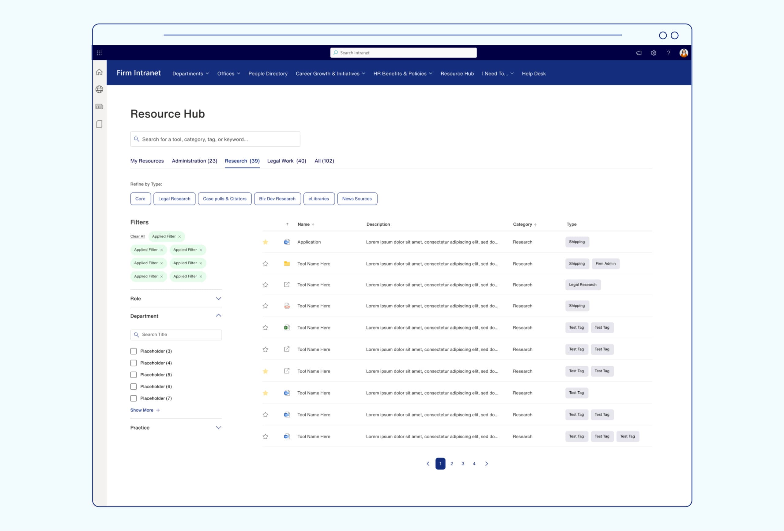 Intranet resources page